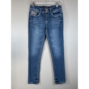 Vanilla Star Girls Blue Embellished Pockets Skinny Jeans‎ 14 Rhinestone Glitter